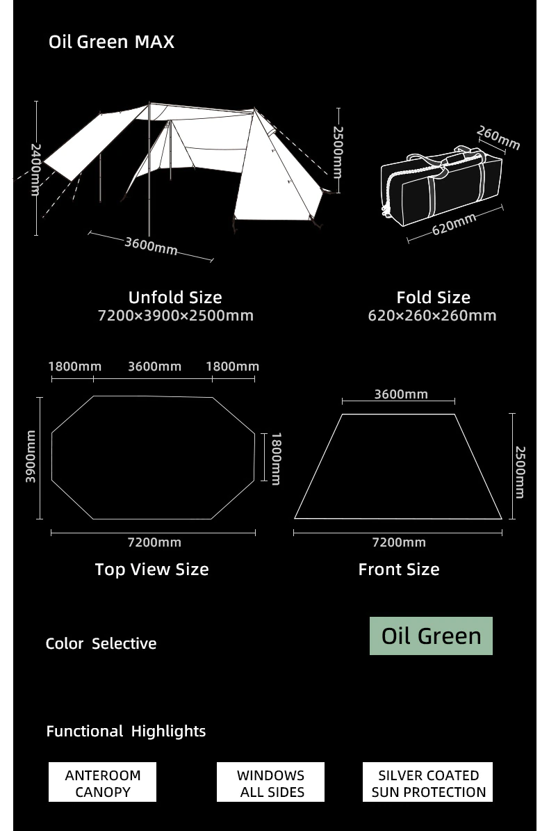 Cheap Goat Tents Blackdeer Shelter Tent Camping Silver Coated Big Tent Canopy Sunshade Rainproof Outdoor Camping Tarp   
